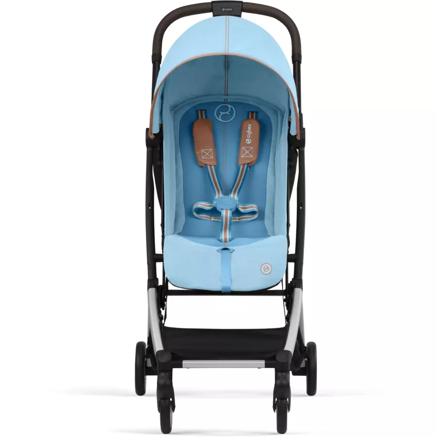 cybex GOLD Kinderwagen Orfeo Silver Beach Blue inklusive Babyschale Cloud G i-Size Moon Black mit Babyschale und Adapter