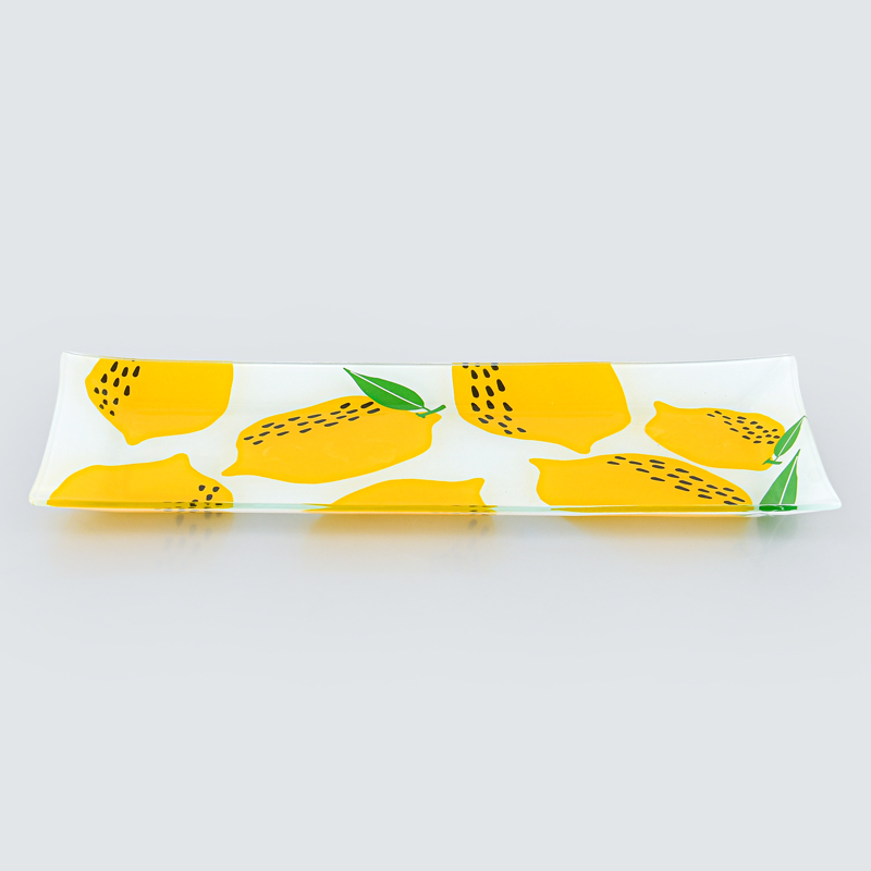 Assiette rectangulaire citron jaune