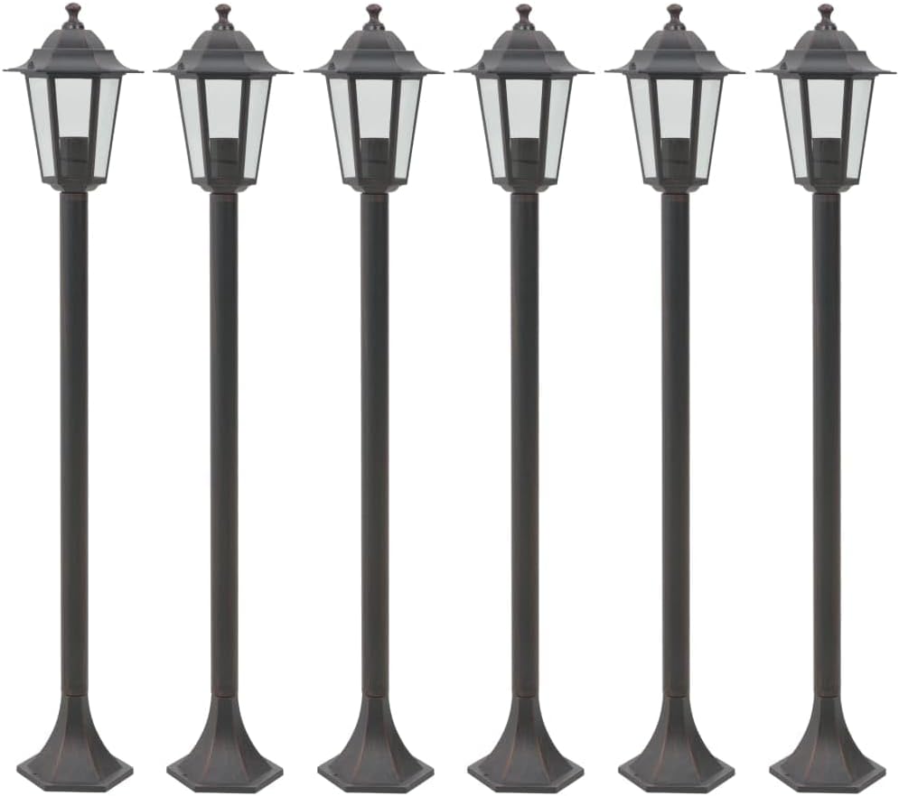 Kangmusi Garten-Pollerleuchte 6 Stk. E27 110 cm Aluminium Bronzefarben, 44205
