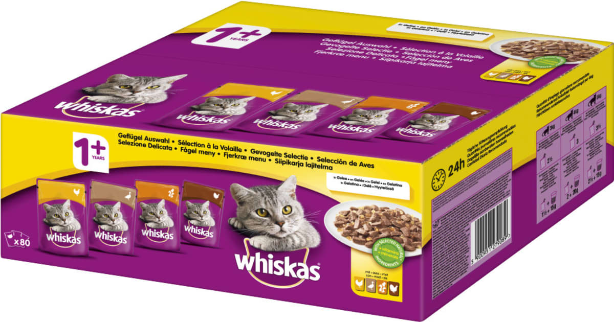 WHISKAS FB 80x100g Geflügel Auswahl