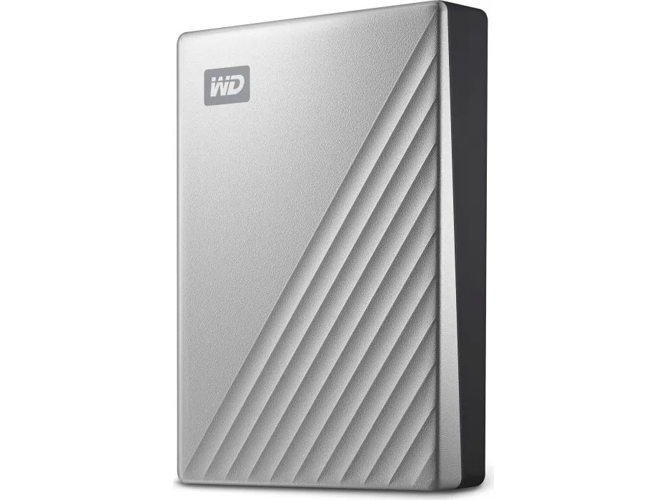 WD My Passport Ultra for Mac WDBPMV0040BSL - Harddisk - krypteret - 4 TB - ekstern (bærbar) - USB 3.0 (USB-C stikforbindelse) - 256-bit AES - sølv