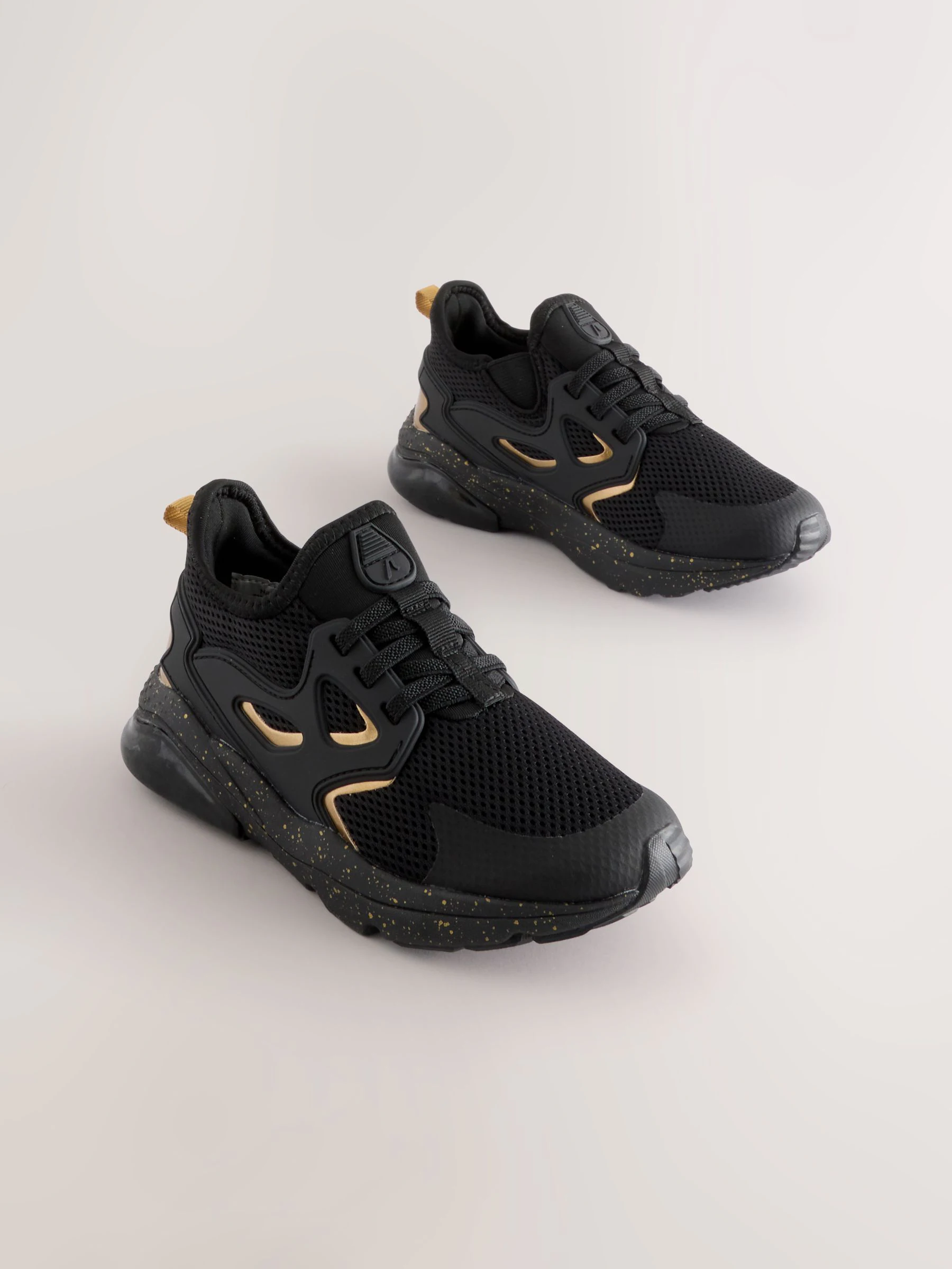 Zwart/goud - Elastische sportschoenen
