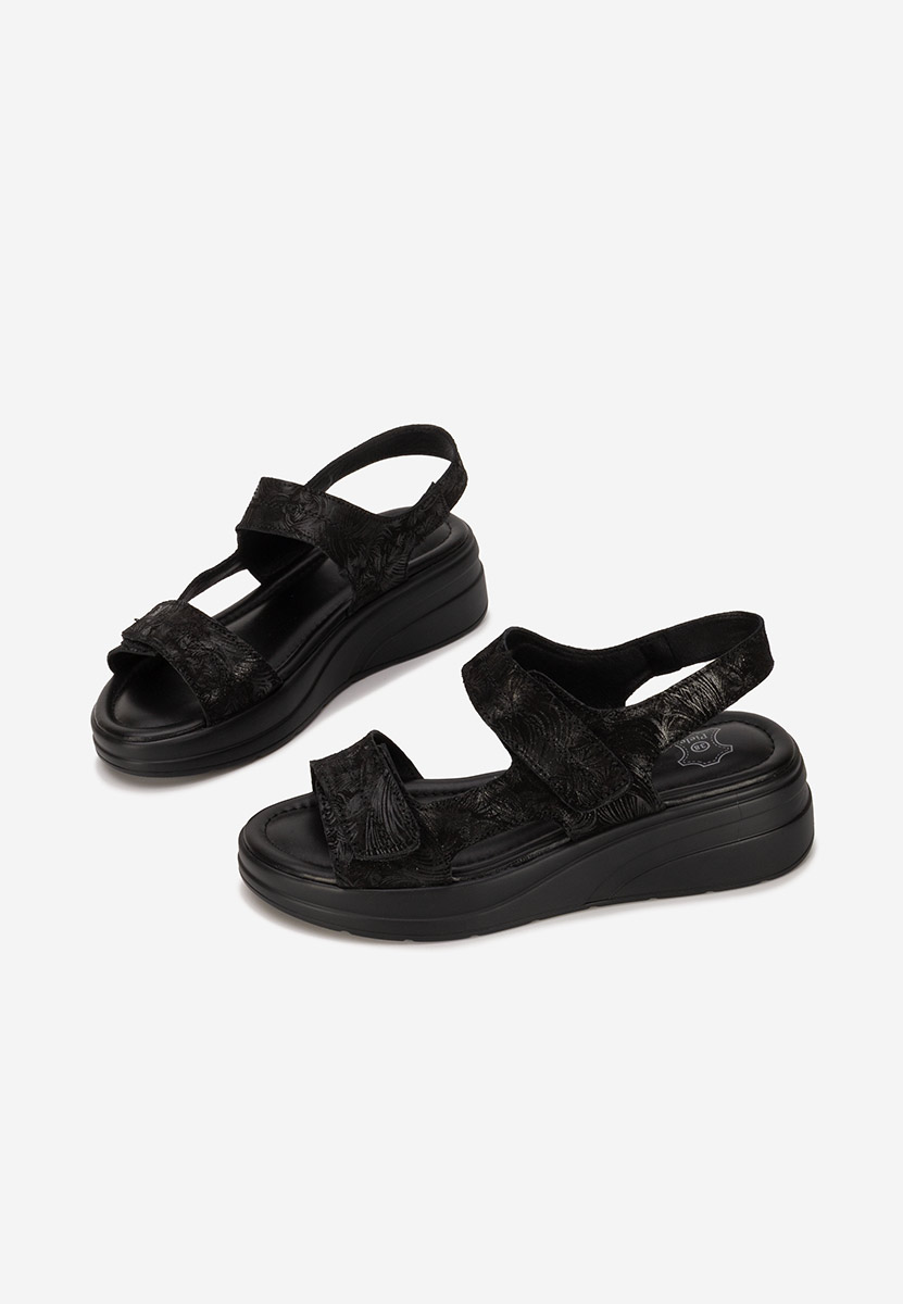 Sandales à plateforme en cuir noires Justinia