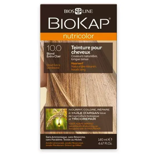 Biokap Nutricolor Teinture pour Cheveux 10.0 Blond Extra Clair 140ml