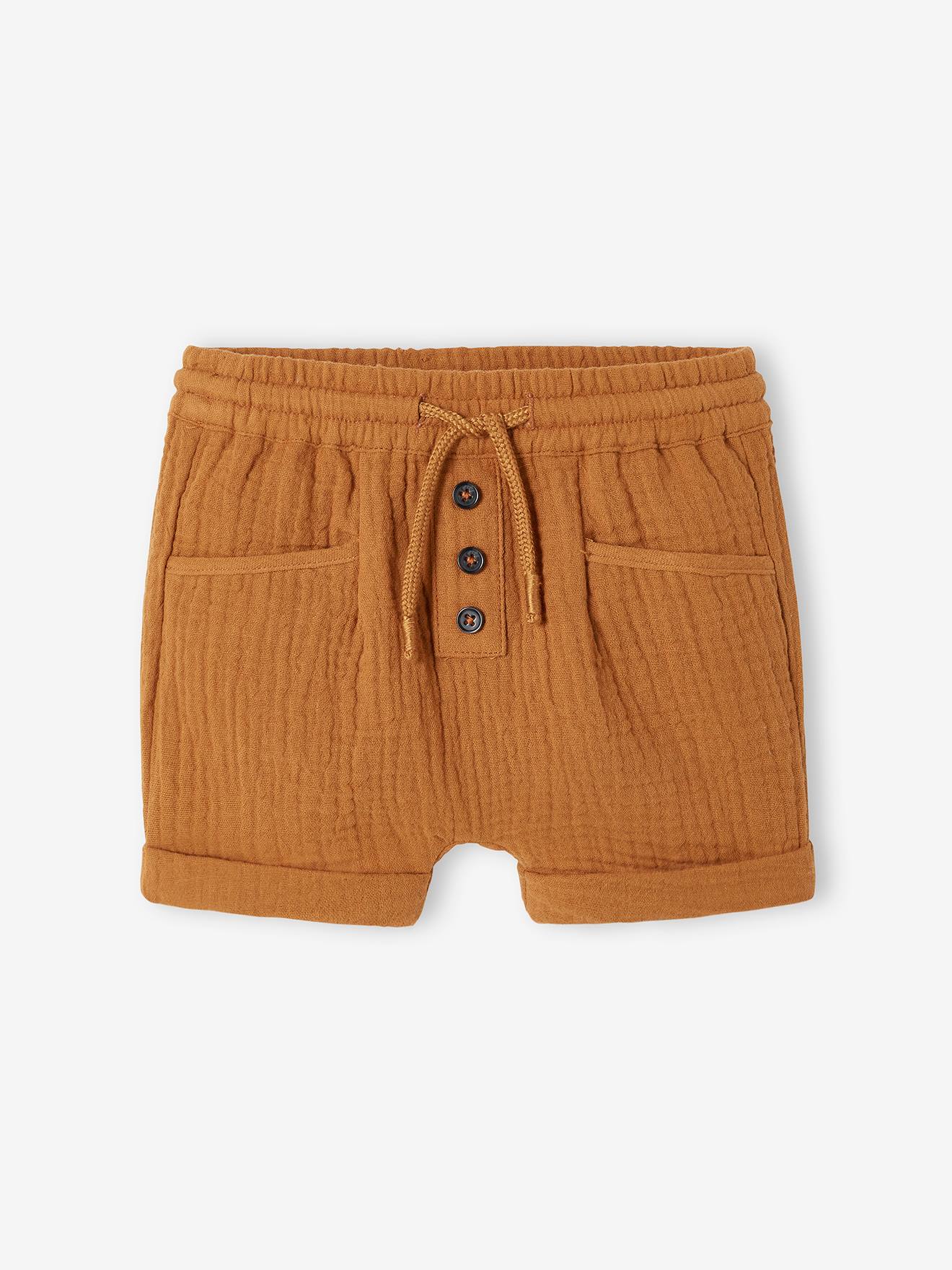 Calções de bebé em chiffon de algodão bege