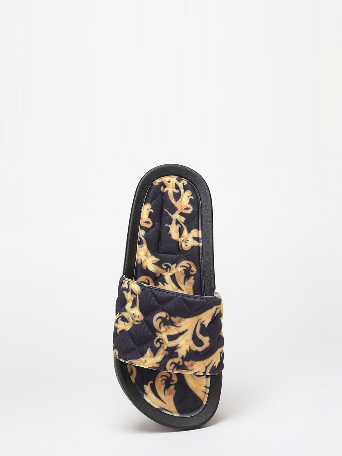 Mules matelassées à imprimé baroque- Noir