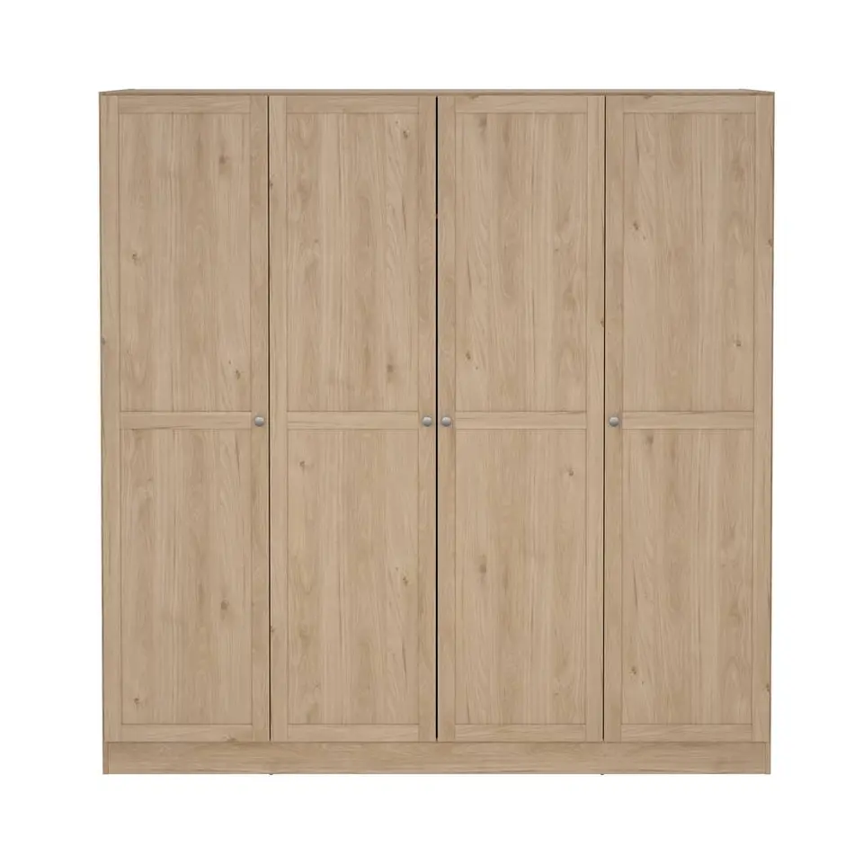 Kledingkast Lynn 4-deurs - eikenkleur - 200x196x62 cm