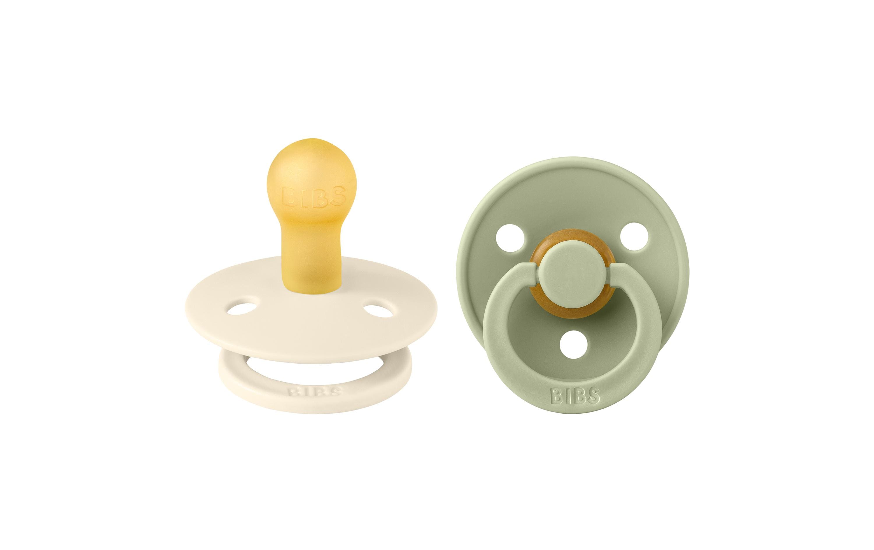 Nuggi rund Latex 2er Set Ivory/Sage Green 12-18 Mt.Doppelpack Schnuller für Babys