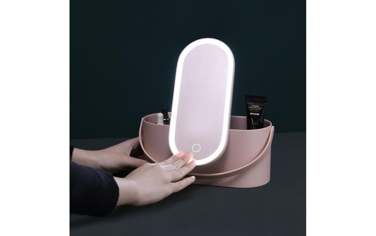 Kosmetikspiegel Magnifique mit Beautycase, Rosa<br>Schminkspiegel mit Beautycase