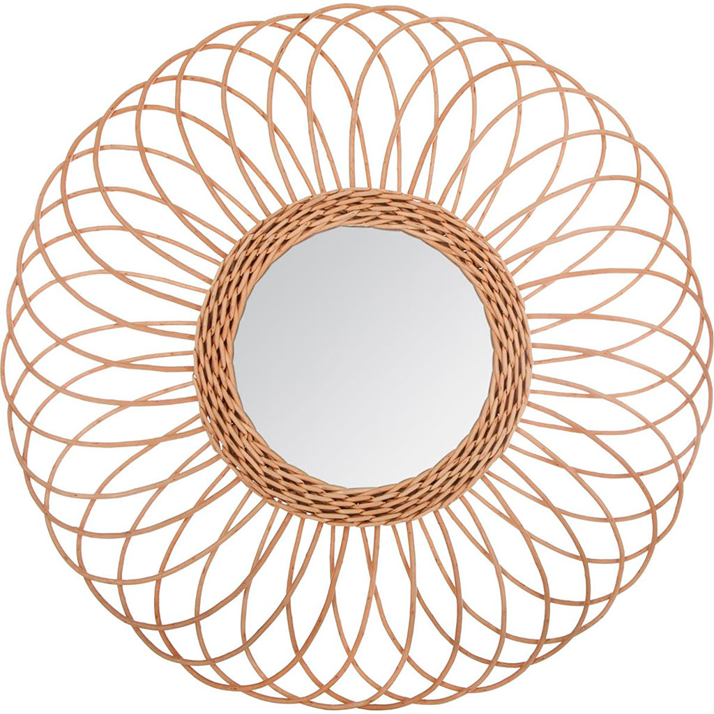 Miroir mural déco rotin rosace D 58cm
