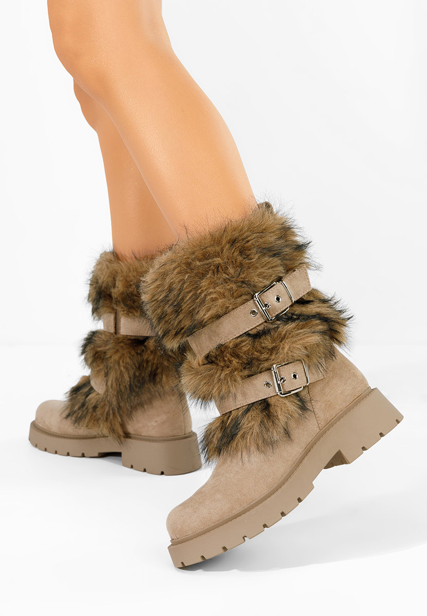 Bottes fourrées femmes kaki Nelisia