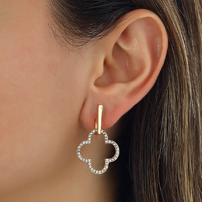 Boucles d'oreilles - Laiton plaqué or & zircon