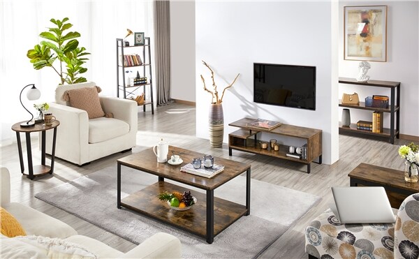 Yaheetech Beistelltisch Sofatisch Runder Kaffeetisch mit Ablagefach Metall Wohnzimmertisch Couchtisch für Wohnzimmer und Schlafzimmer