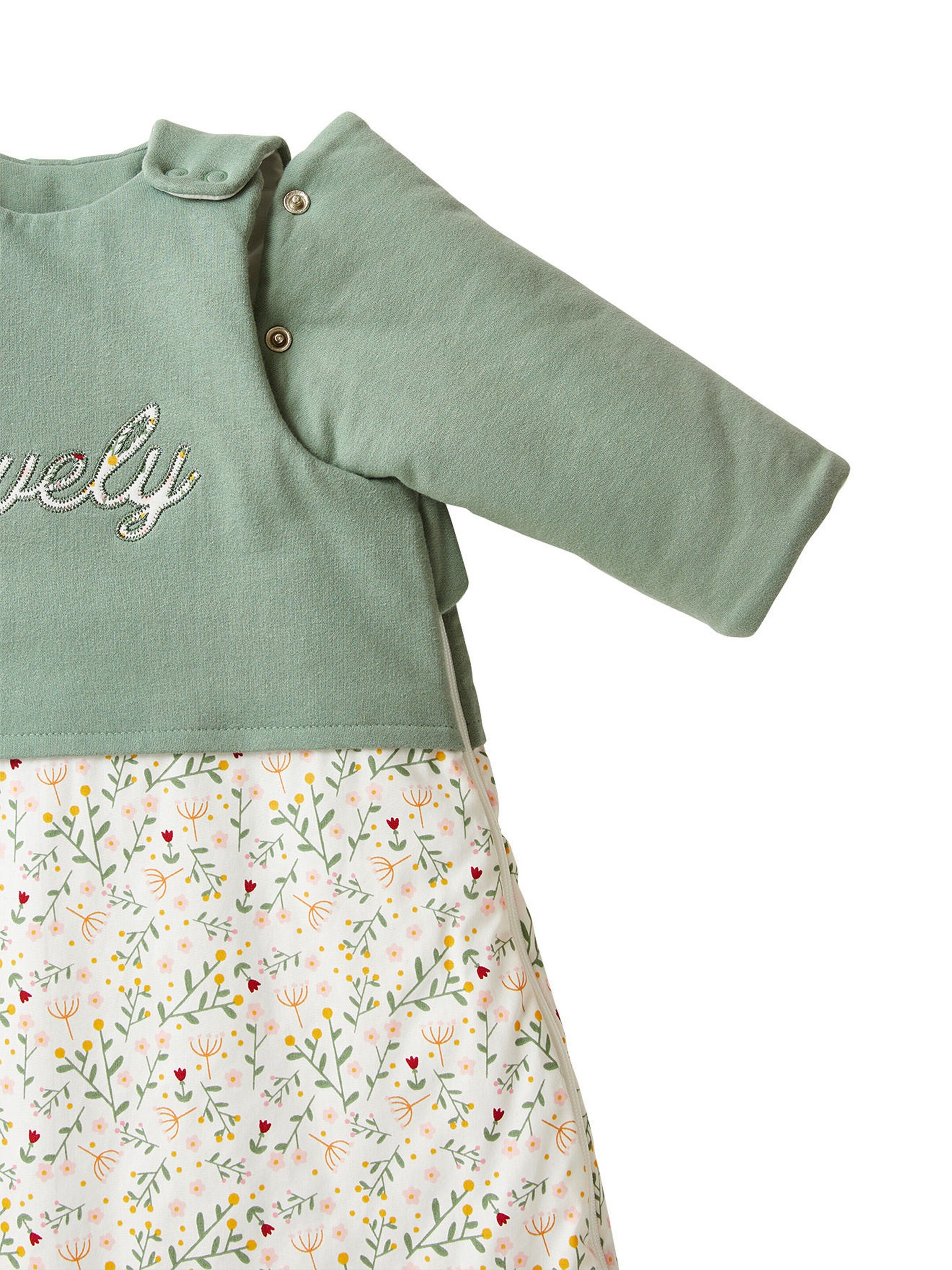Vertbaudet Baby Winterschlafsack BLUMENZAUBER, Ärmel abnehmbar grün