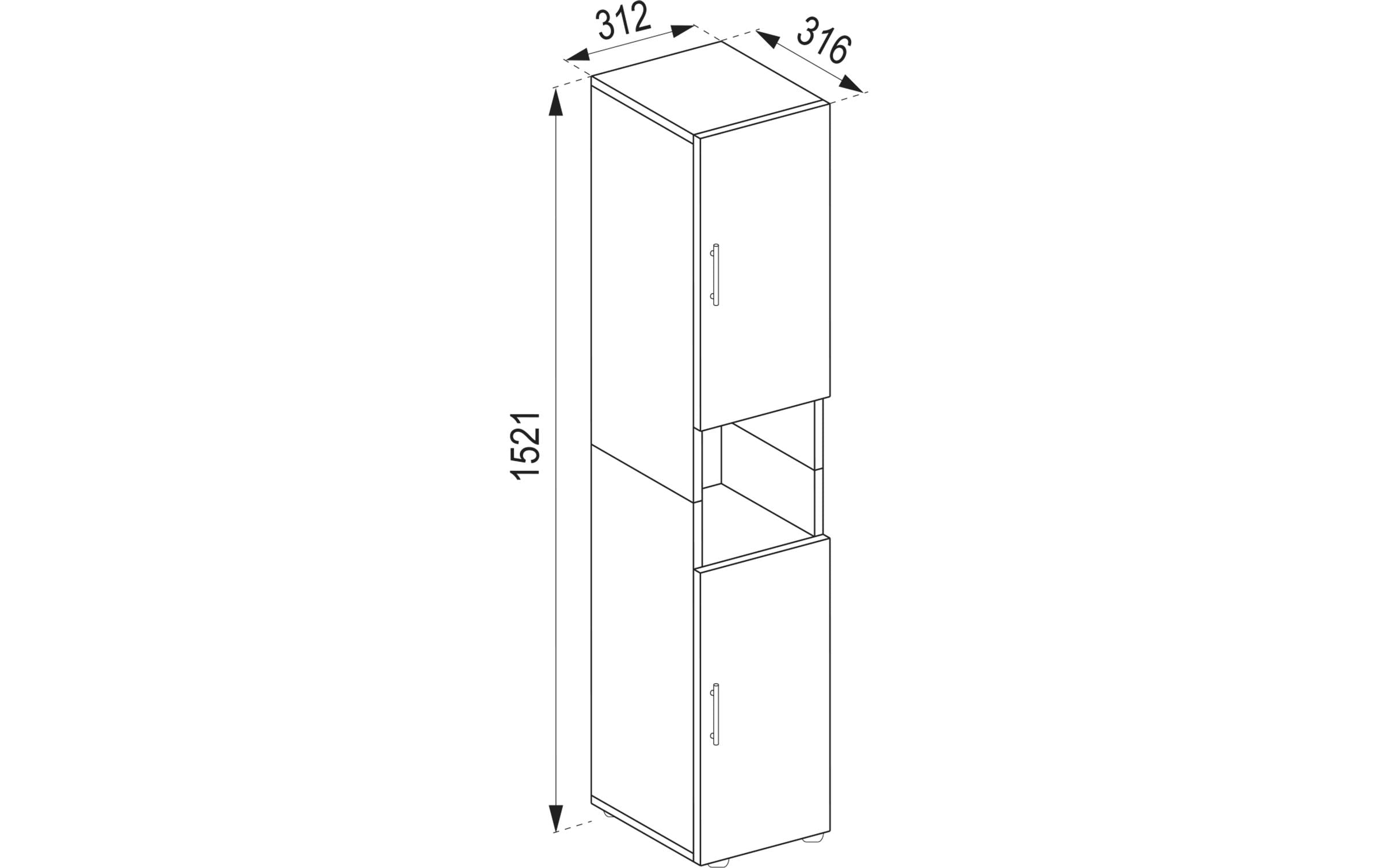 Badezimmerregal Flandu 31 x 160 cm, SchwarzHochschrank für das Badezimmer
