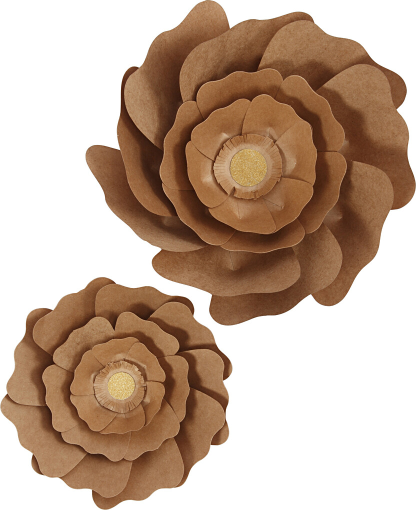 Papirblomster - Ø 15+25 CM - Natur - 2 Stk