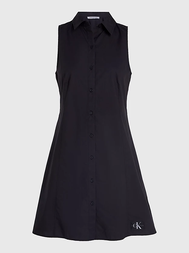 Vestido camisa de algodão sem mangas