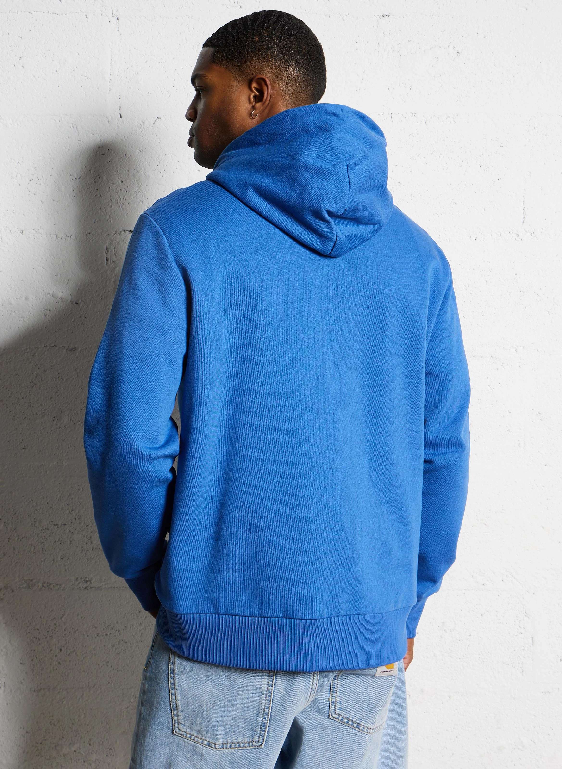 Sweat droit à capuche en coton mélangé | Bleu