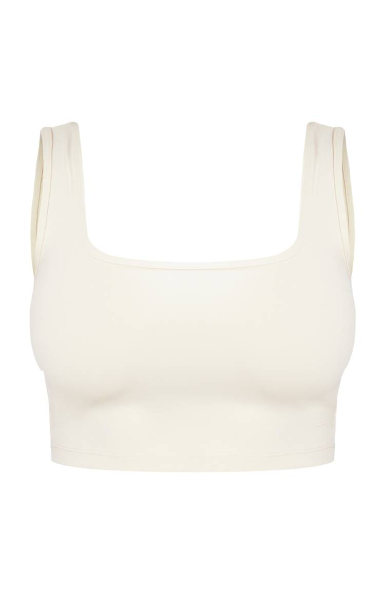 Gris Pierre Crop Top Échancré Sculpté Shape