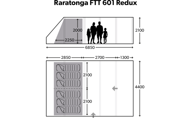 Dometic ECO Rarotonga FTT 601 Aufblasbares Öko-Campingzelt für 6 Personen