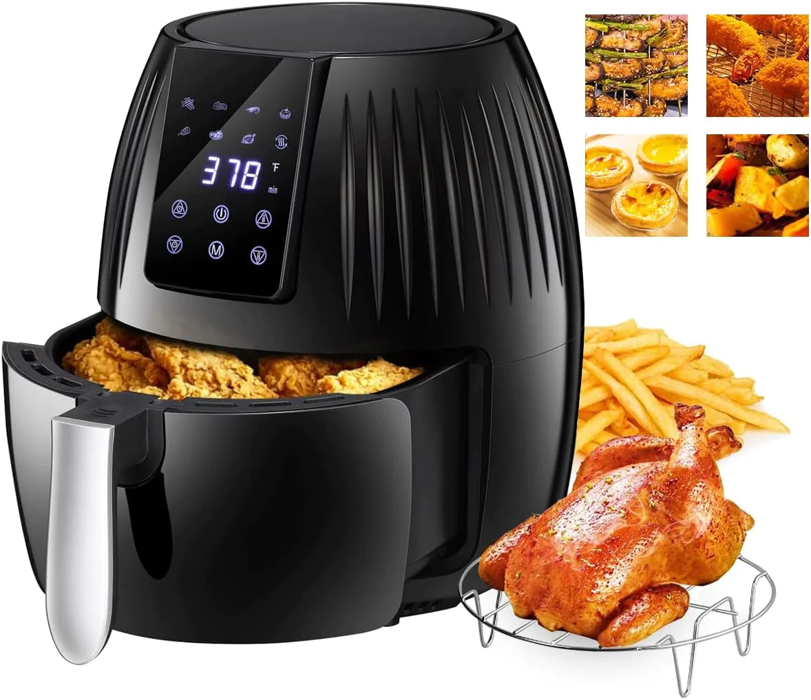 Friteuse à air de 4,5L avec Écran LCD et 8 programmes de cuisson prédé