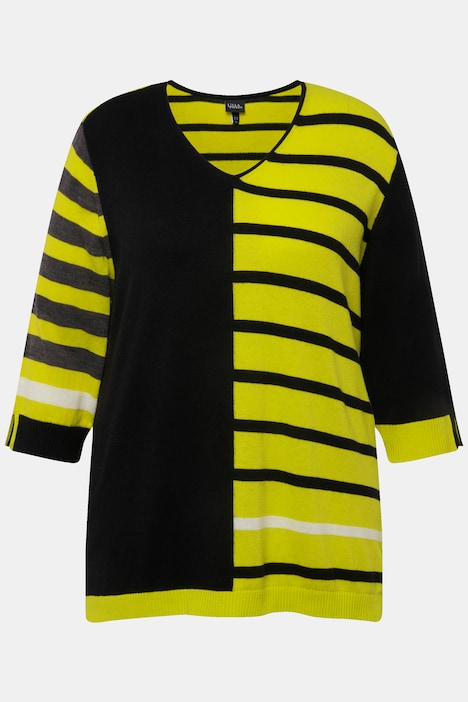 Pullover, Colorblocking, V-Ausschnitt, 3/4-Arm