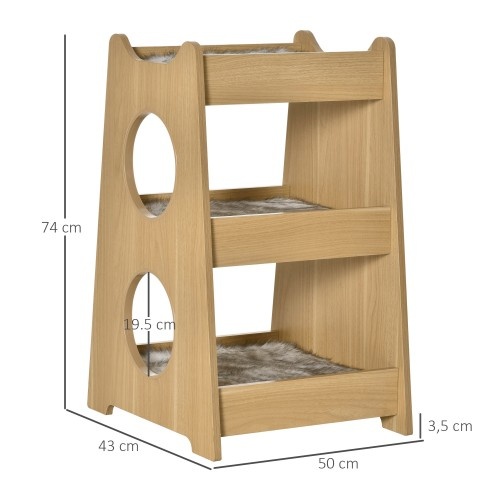 Cama de madeira de 3 níveis para gatos Pawhut