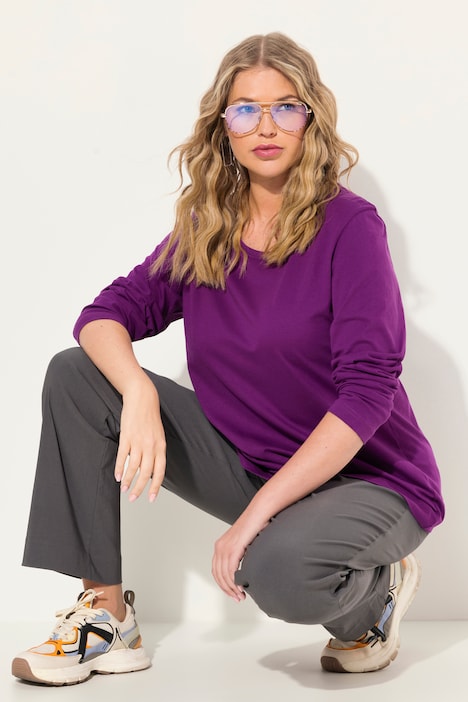 Shirt, Slim, Rundhalsausschnitt, Langarm