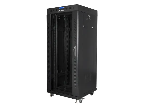 Lanberg - Rack kabinet - med 2 køleblæsere, display - sort, RAL 9004 - 27U - 19