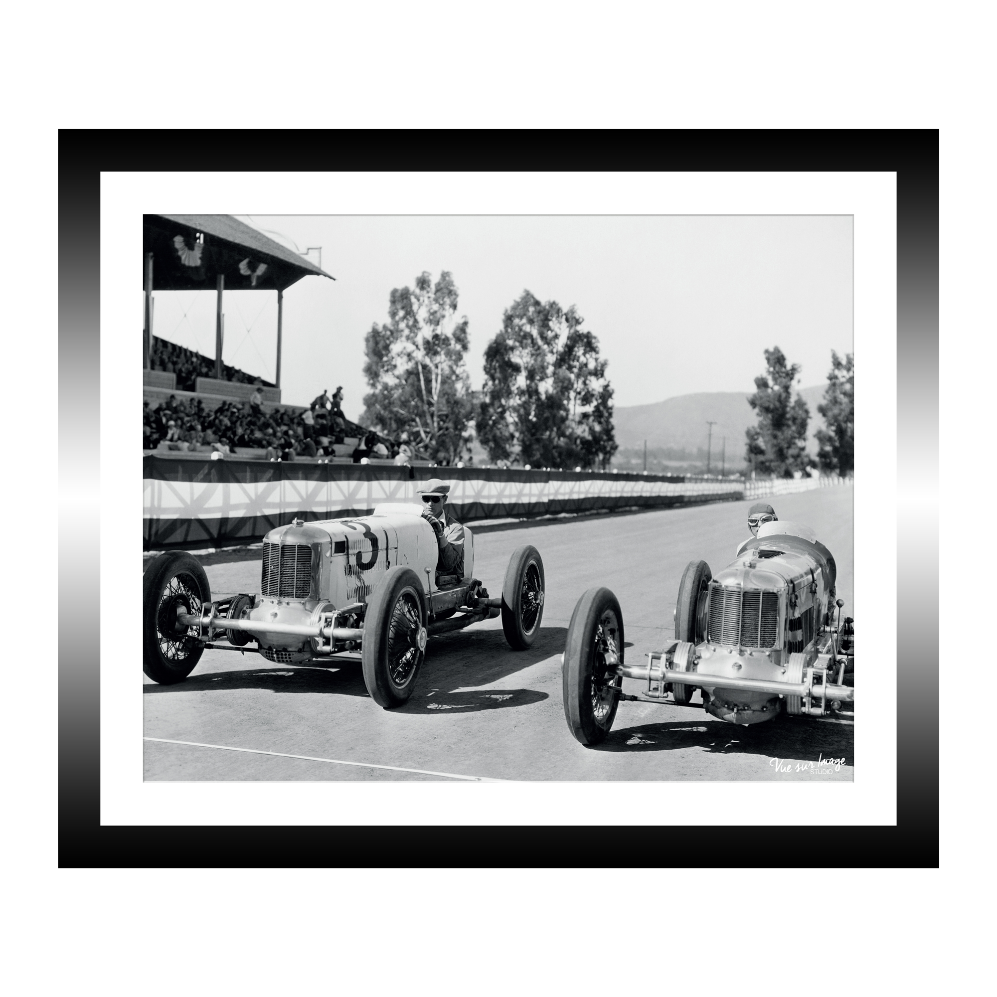 TABLEAU 30X25CM BAGUETTE NOIRE VINTAGE CARS