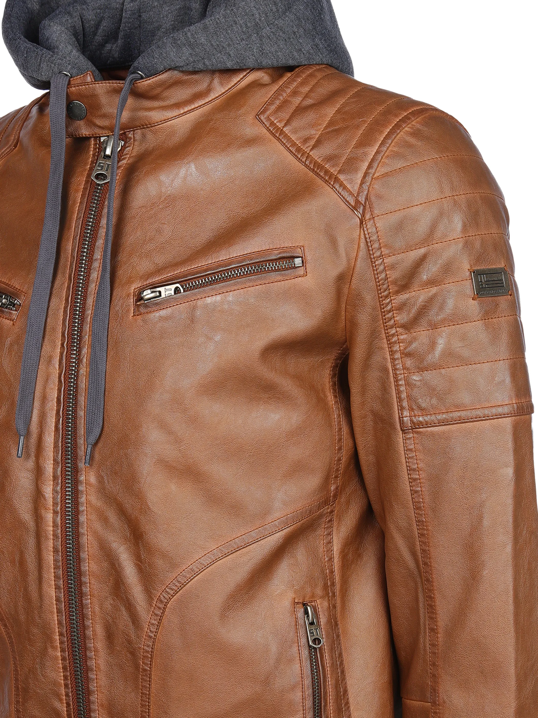 Herren Bikerjacke mit abnehmbarer Kapuze