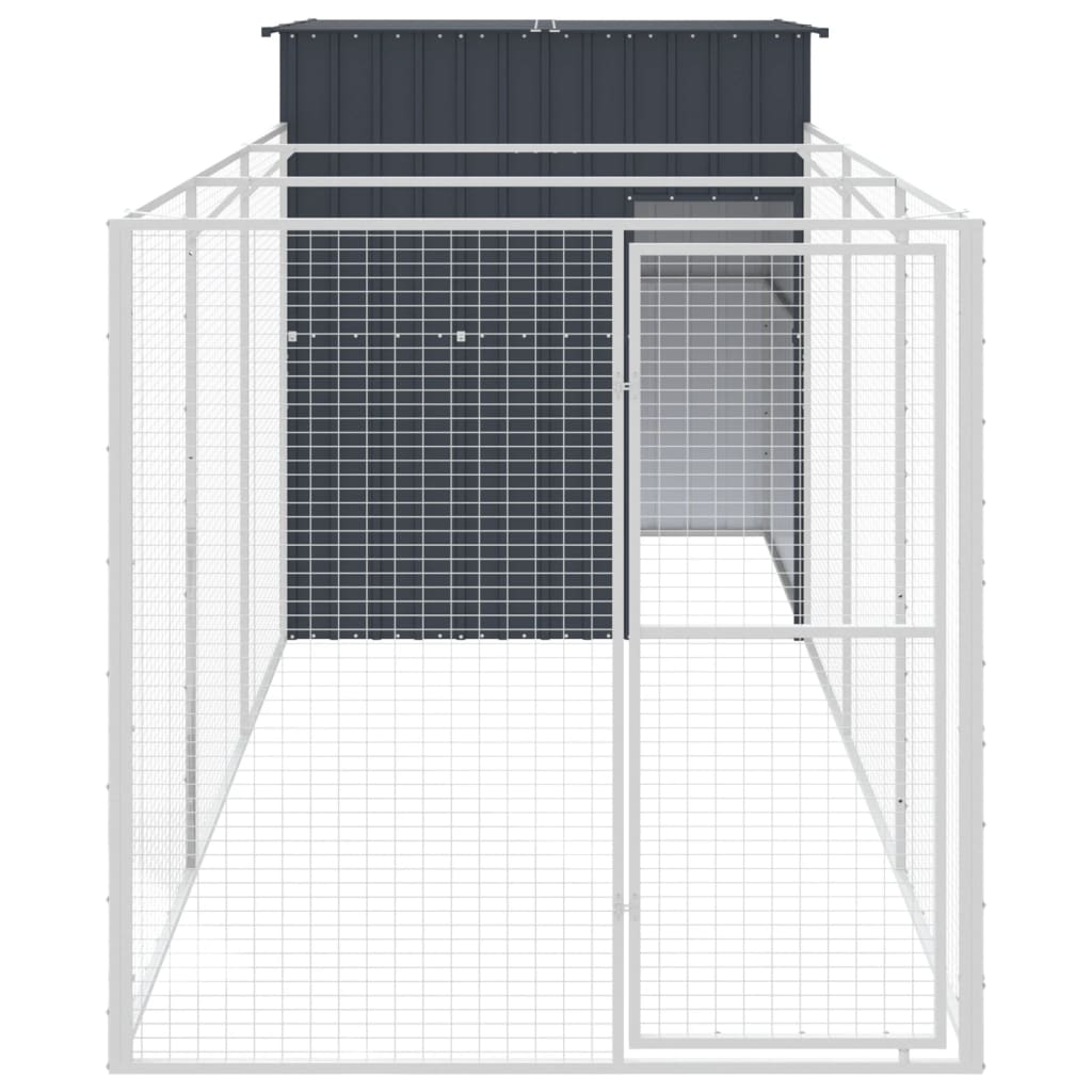 Canil vidaXL com área de exercício, aço galvanizado, 165x455x181 cm