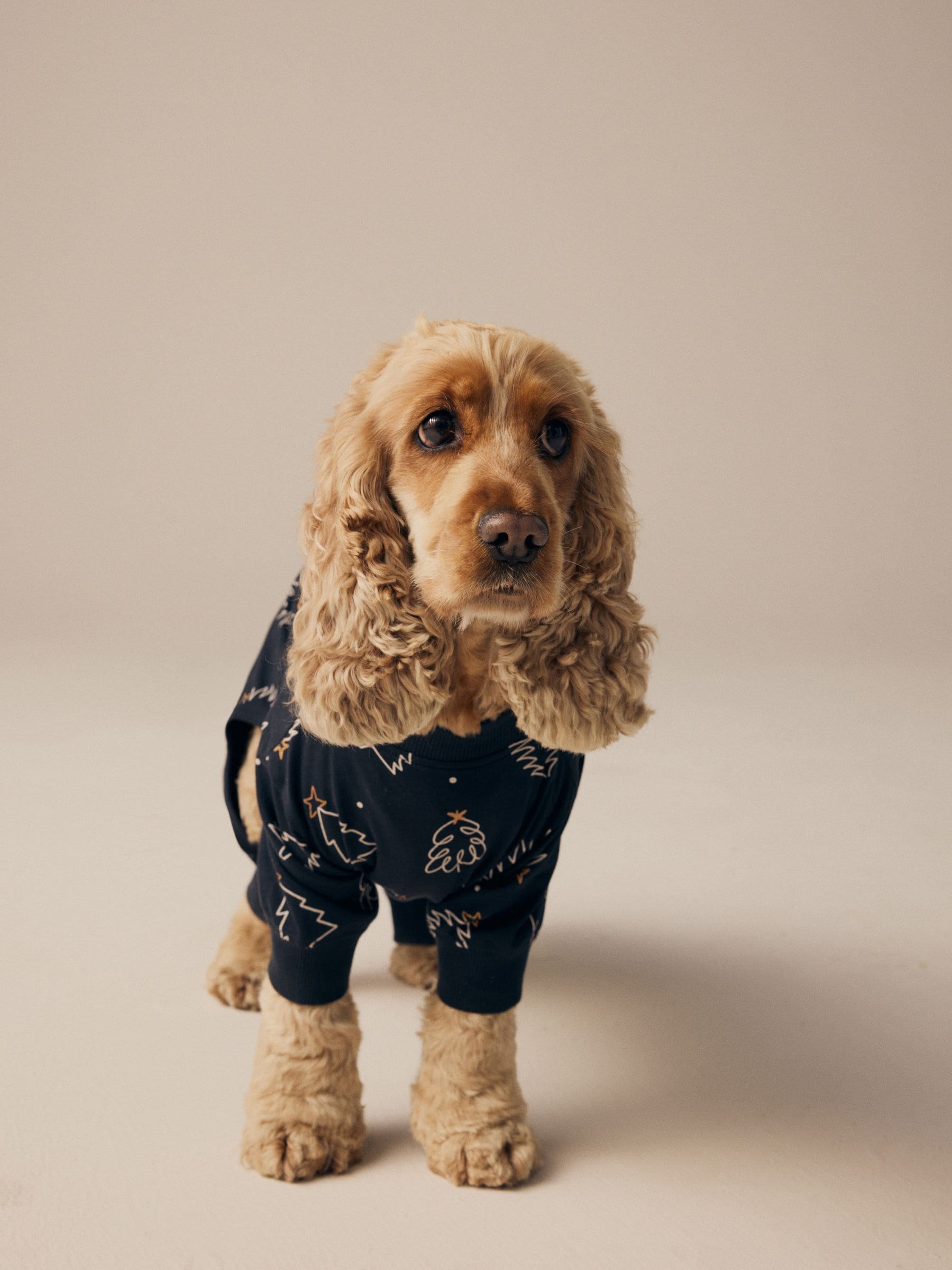 Zwart/wit - Matching Family kerstboompyjama voor honden van 100% katoen