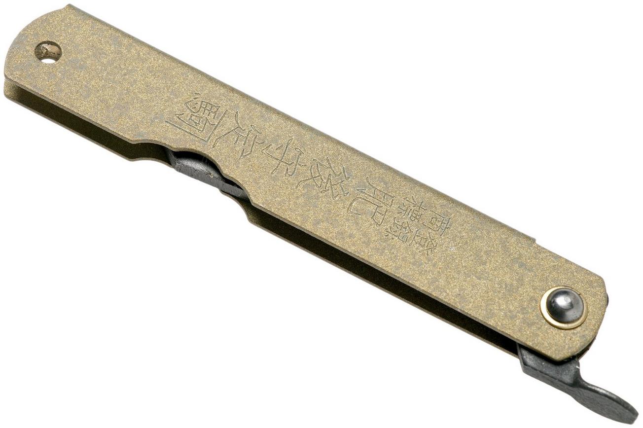 Higonokami zakmes 7,3 cm HIGOC1B, Blue paper steel, Bronze Finished Steel