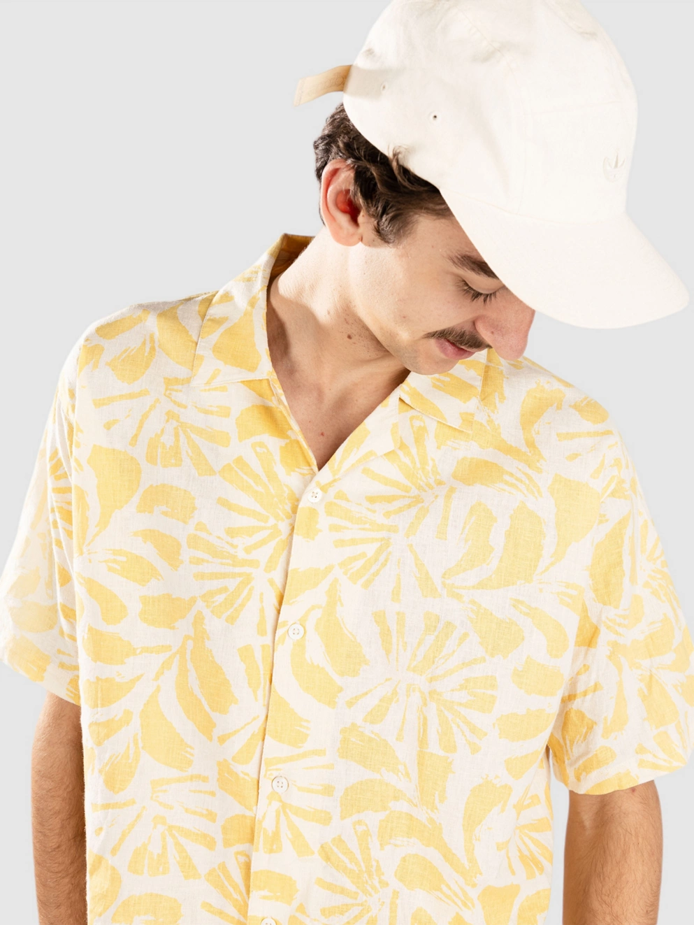 Fat Moose Zane Cotton Linen Shirt multi warm yellow/ecru