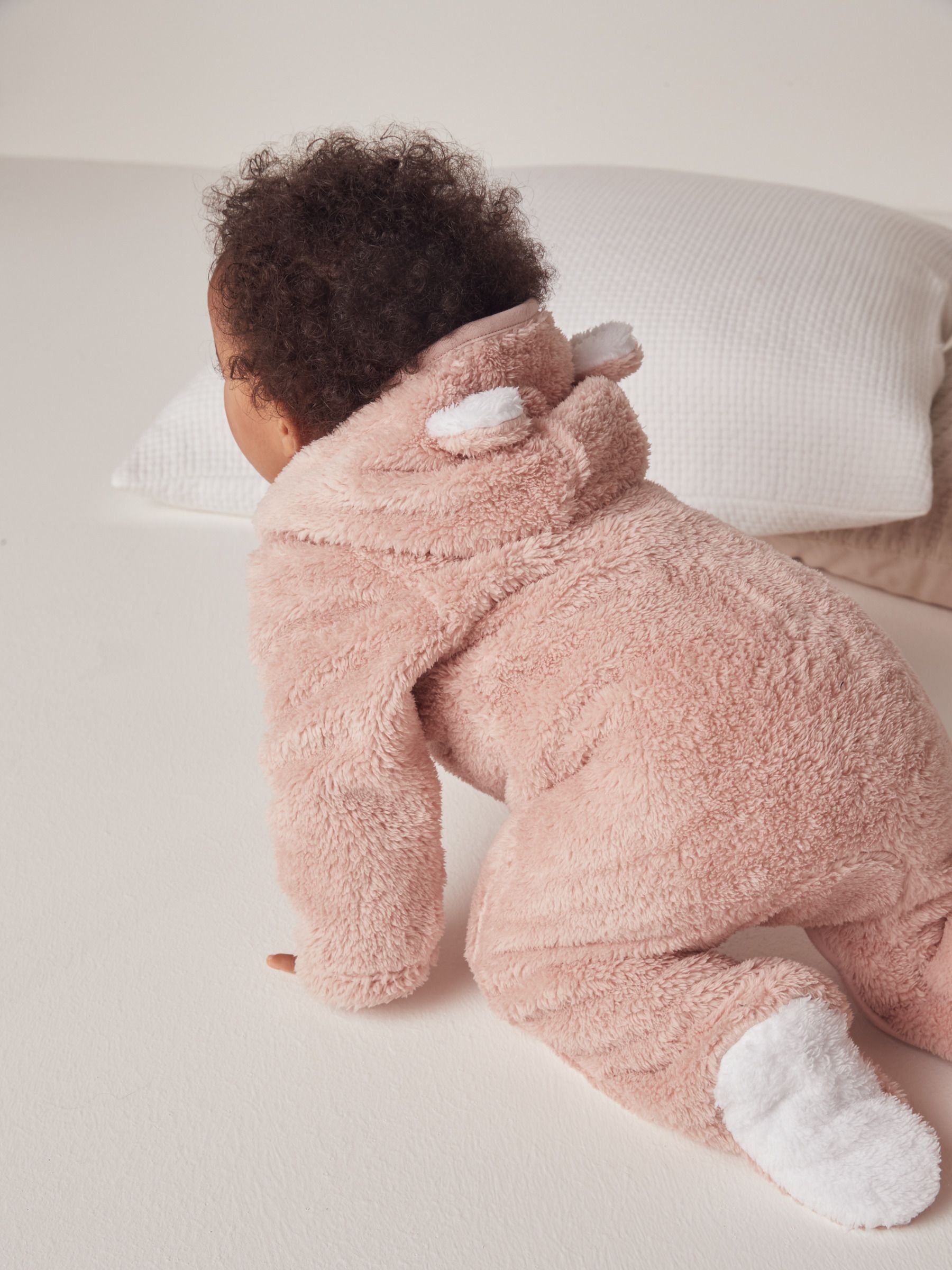 The White Company - Roze fleece rompertje