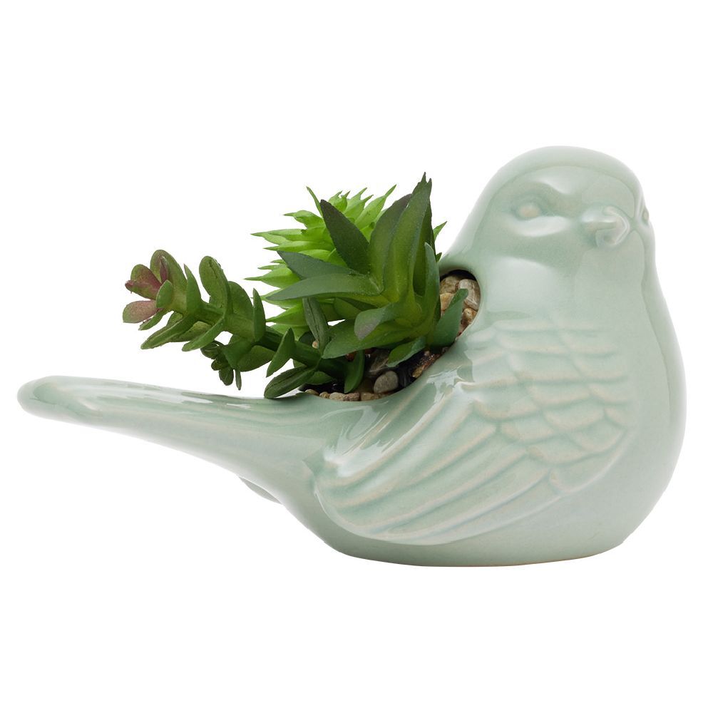 Plante artificielle pot oiseau en céramique H9cm
