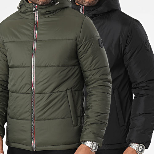 Doudoune Capuche Réversible Cypres Noir Vert Kaki