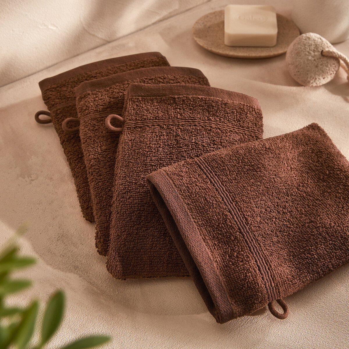 LA REDOUTE INTERIEURS<br>Conjunto de 4 toalhas de rosto em tecido felpudo bouclette, Zavara
