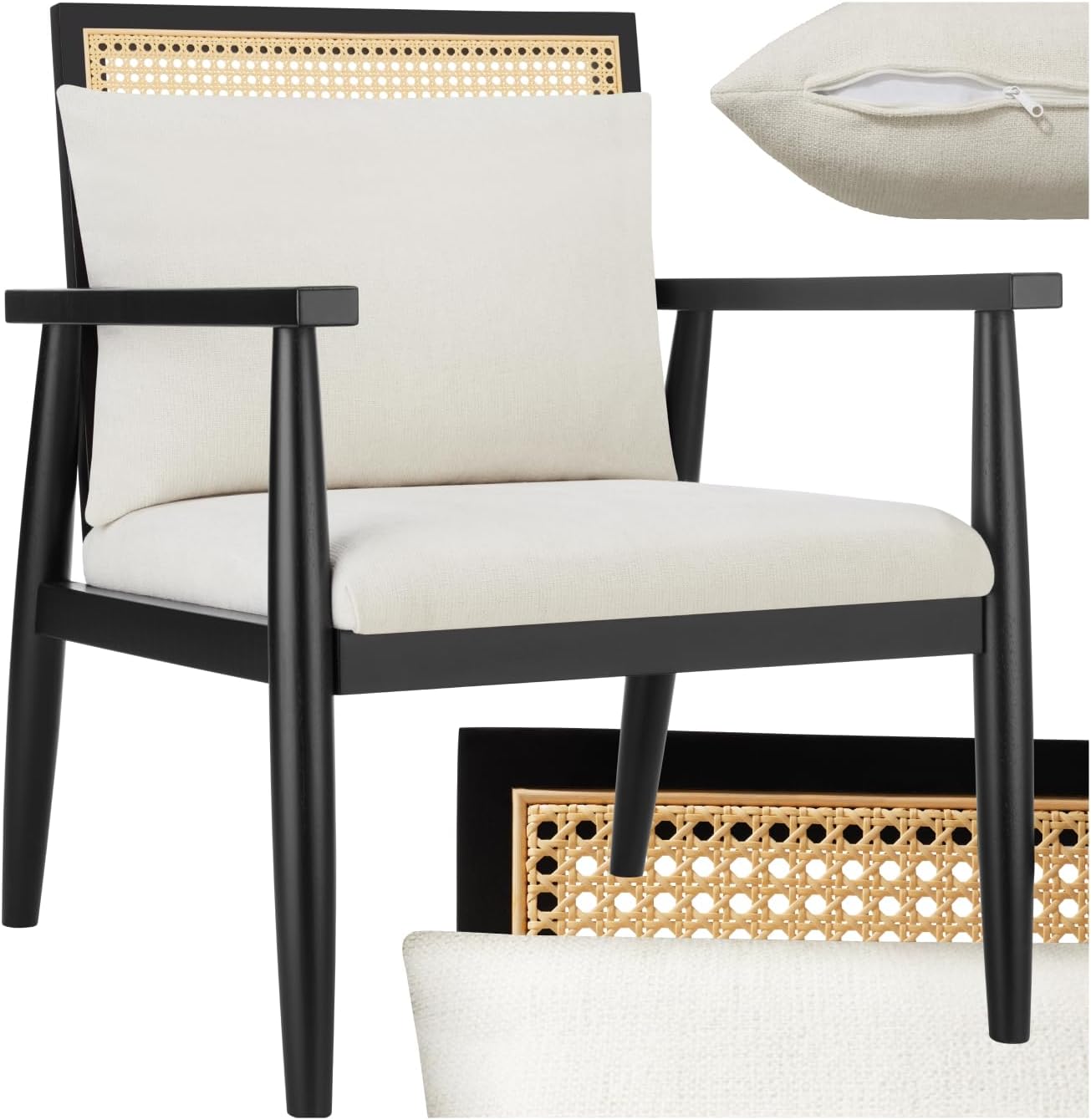 tectake® Lounge Sessel, Stuhl mit Wiener Geflecht Dekoration, Cocktailsessel modern, Armlehnstuhl, Relaxstuhl für Esszimmer, als Möbel Wohnzimmer, Loungesessel oder Lesesessel bequem