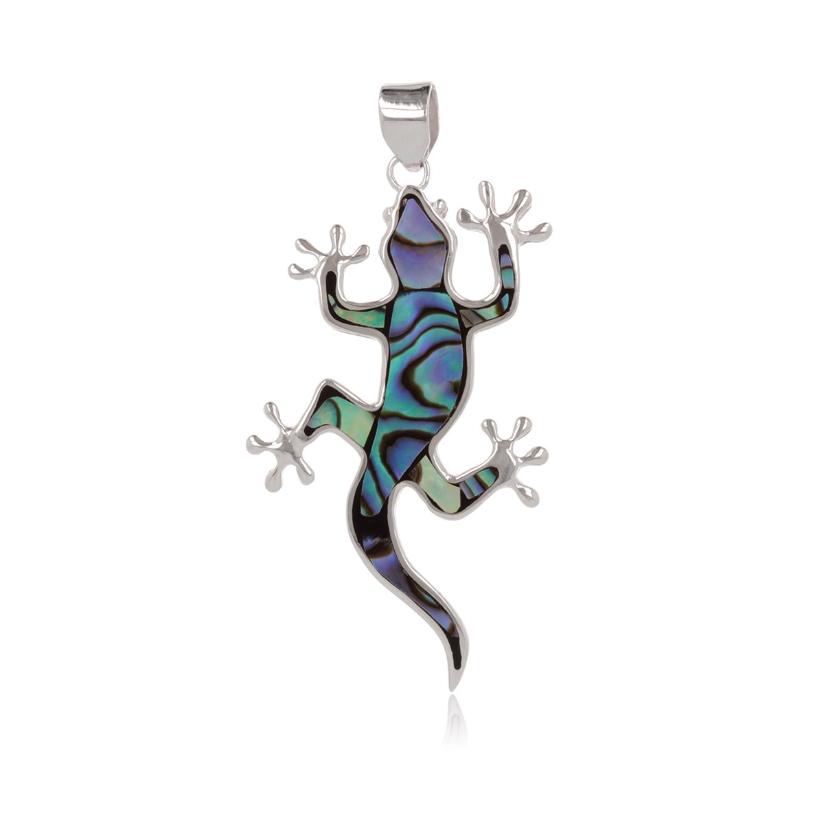 Pendentif Lézard en Nacre Abalone et Argent Rhodié - Bijou Unique et Élégant | Aden