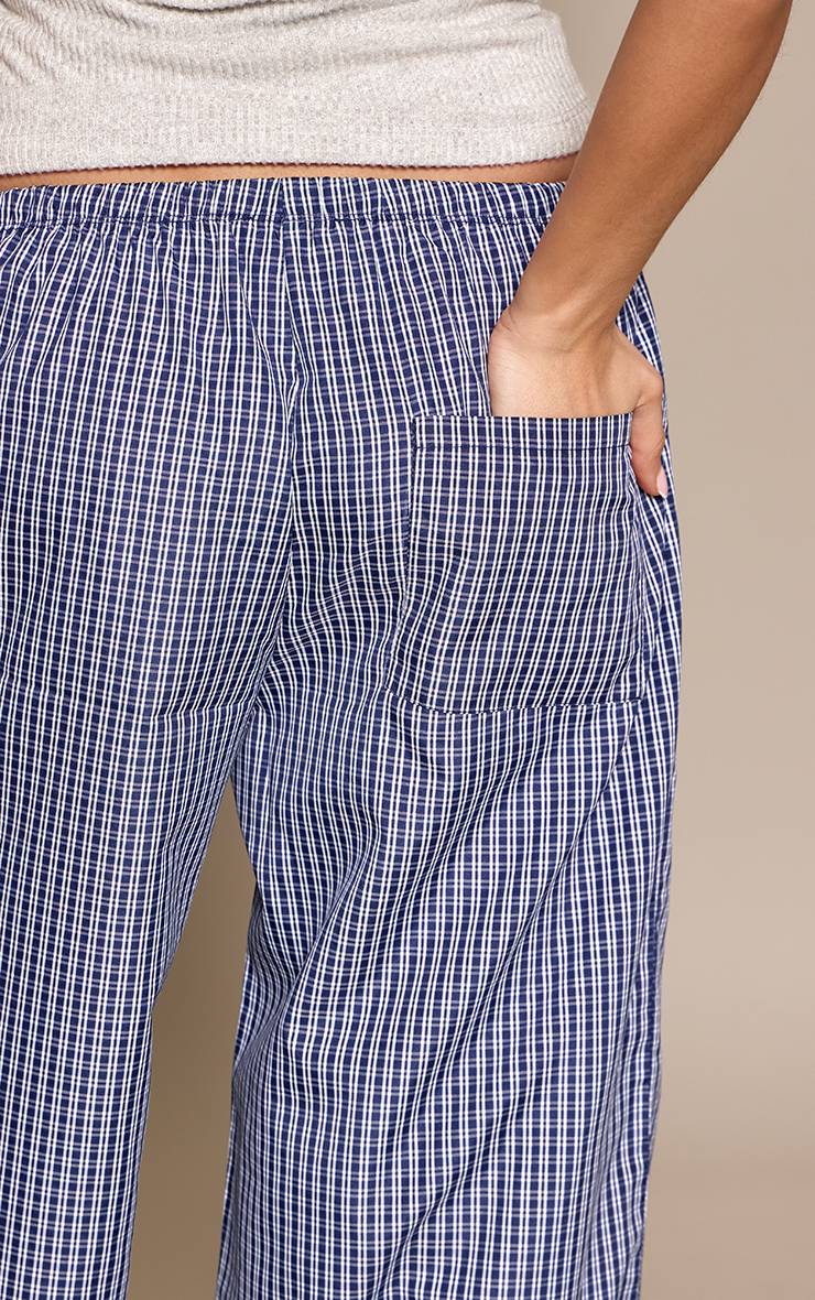 Bleu Marine Pantalon Large À Cordon Avec Imprimé Rayé