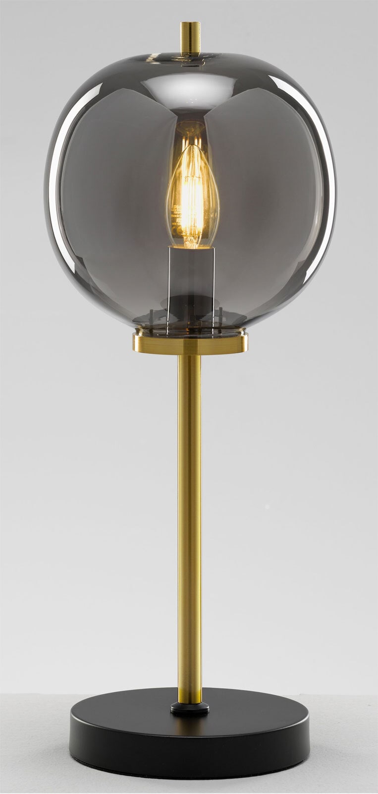 casaNOVA Retrofit Tischlampe TANO 45 cm schwarz /Rauchglas