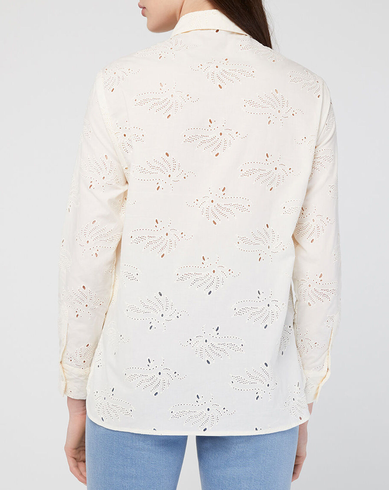 Galeries Lafayette Chemise Ebrizia brodée ajourée écrue