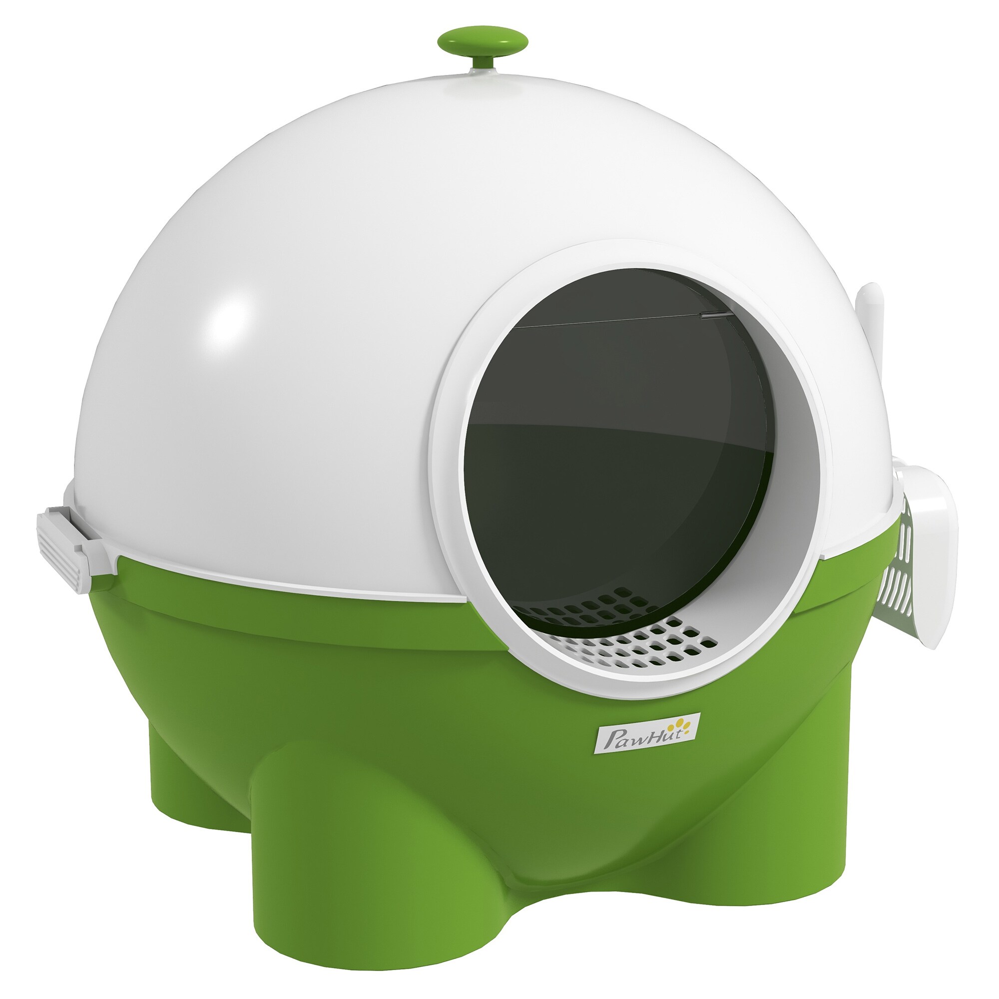 PawHut Katzentoilette mit Schaufel grün, weiß 53L x 51B x 48H cm