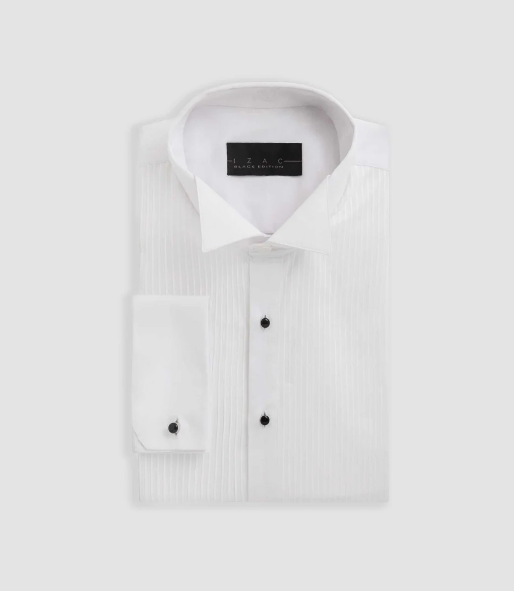 Chemise à plastron plissé blanche 