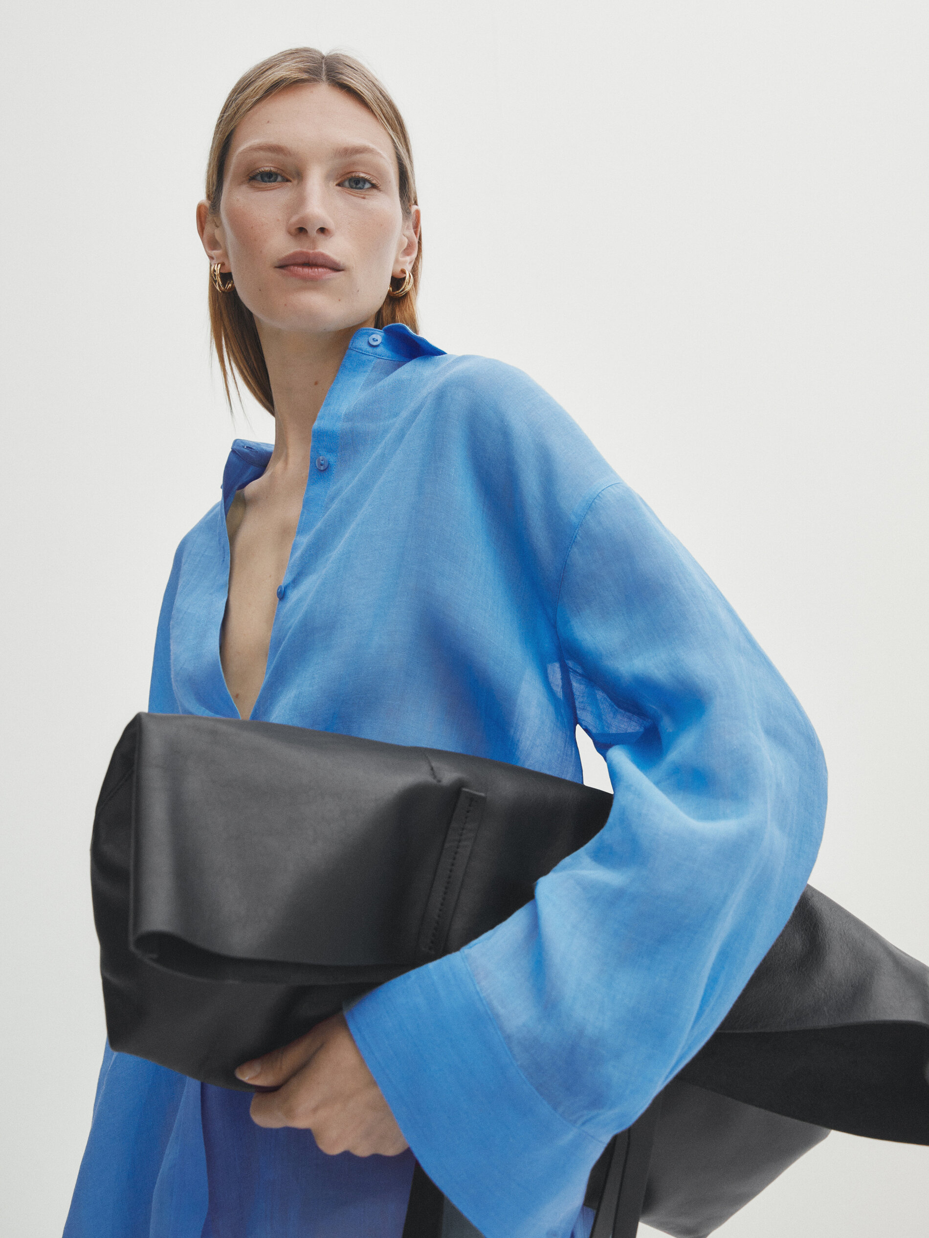 Camisa oversized 100% cobre - AZUL