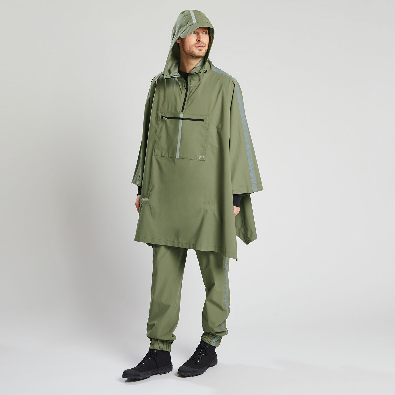 Pantalon taille élastiquée matière imperméable Kaki Clair