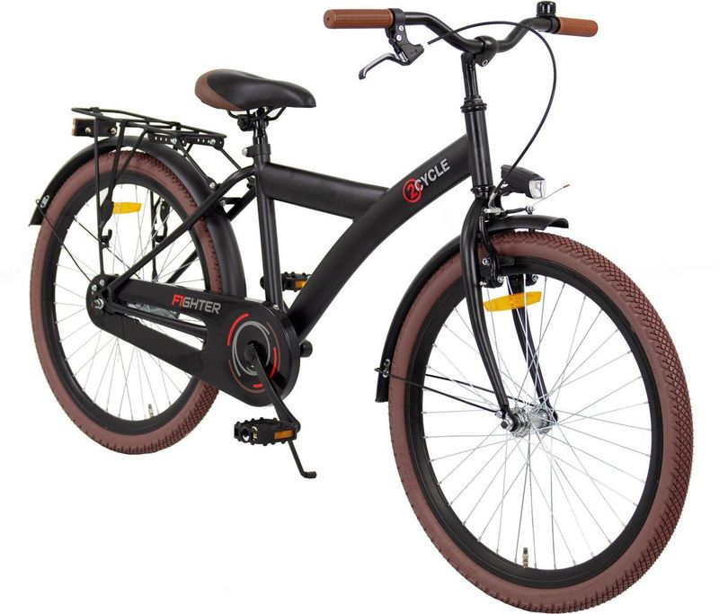 2Cycle - Fighter - Kinderfiets - Zwart - 24 inch - Voor Jongens