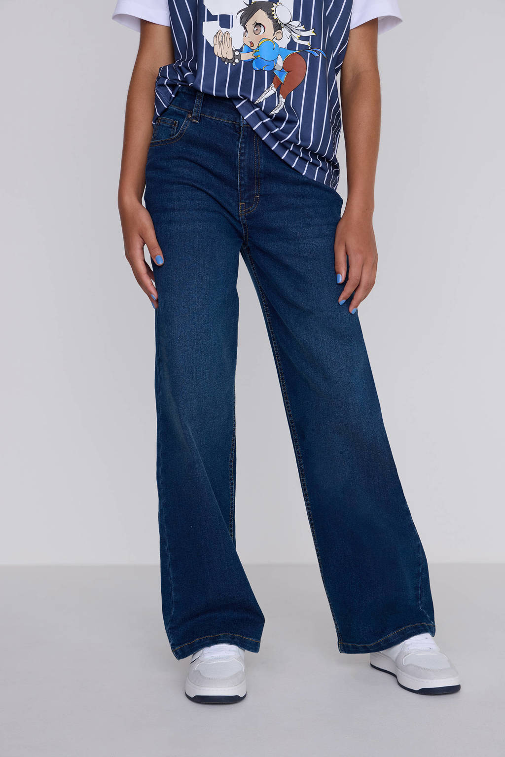 Coolcat Wide Leg Jeans Dominique Donker Blauw